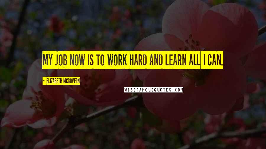 Elizabeth McGovern Quotes: My job now is to work hard and learn all I can.