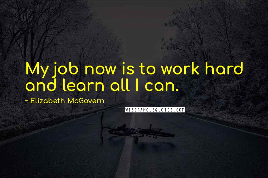 Elizabeth McGovern Quotes: My job now is to work hard and learn all I can.