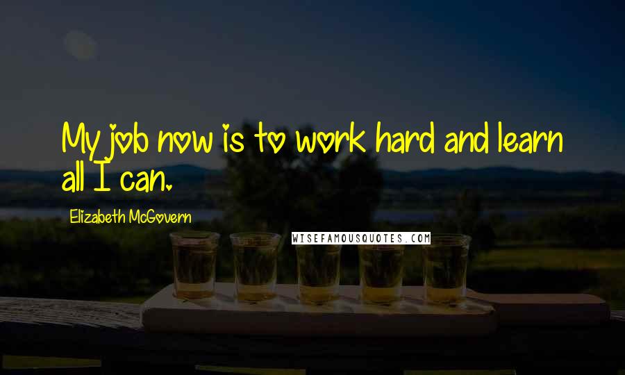 Elizabeth McGovern Quotes: My job now is to work hard and learn all I can.