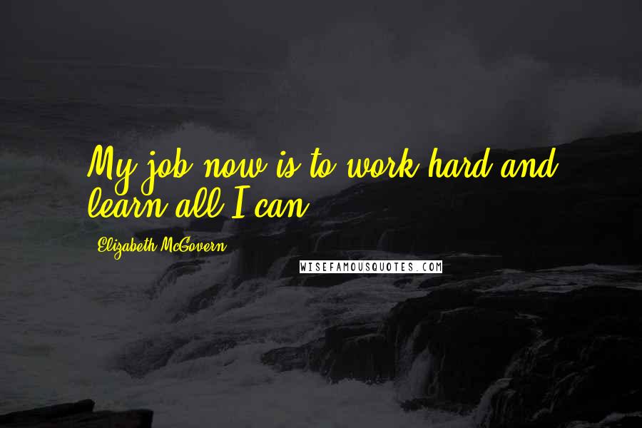 Elizabeth McGovern Quotes: My job now is to work hard and learn all I can.