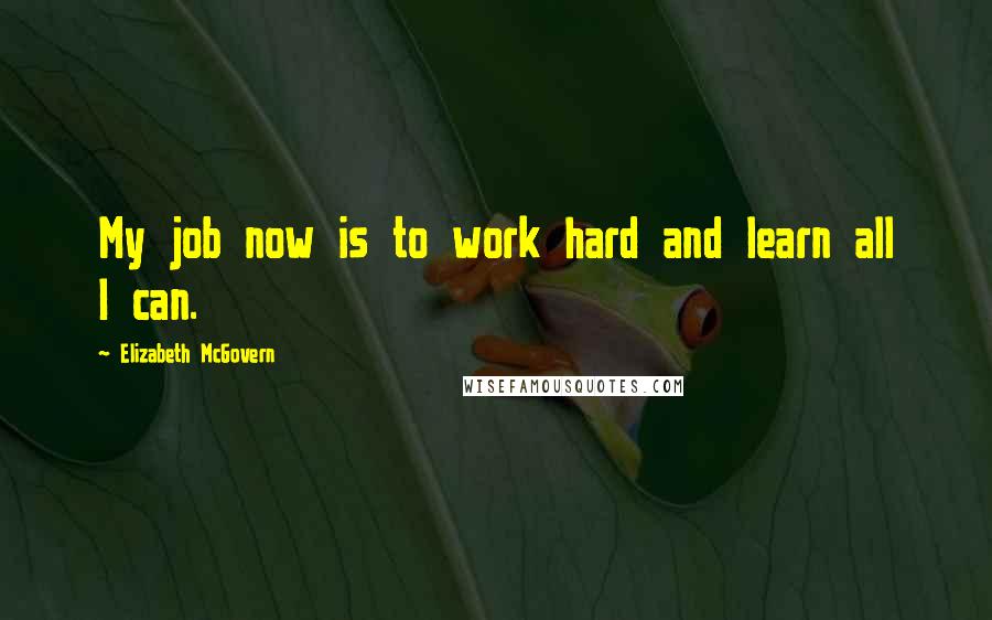 Elizabeth McGovern Quotes: My job now is to work hard and learn all I can.