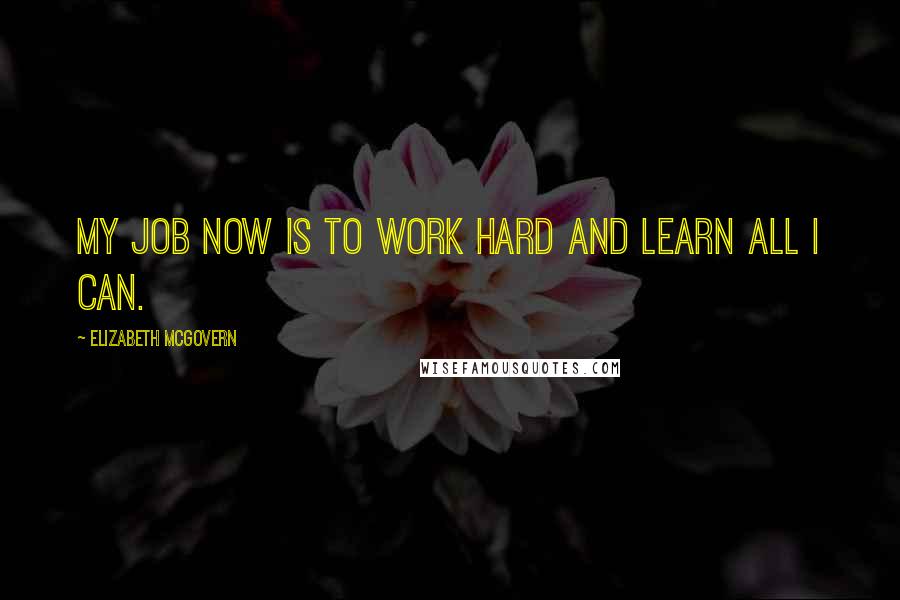 Elizabeth McGovern Quotes: My job now is to work hard and learn all I can.