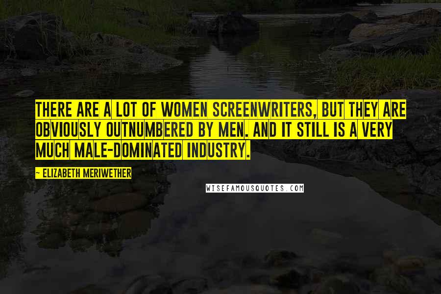 Elizabeth Meriwether Quotes: There are a lot of women screenwriters, but they are obviously outnumbered by men. And it still is a very much male-dominated industry.