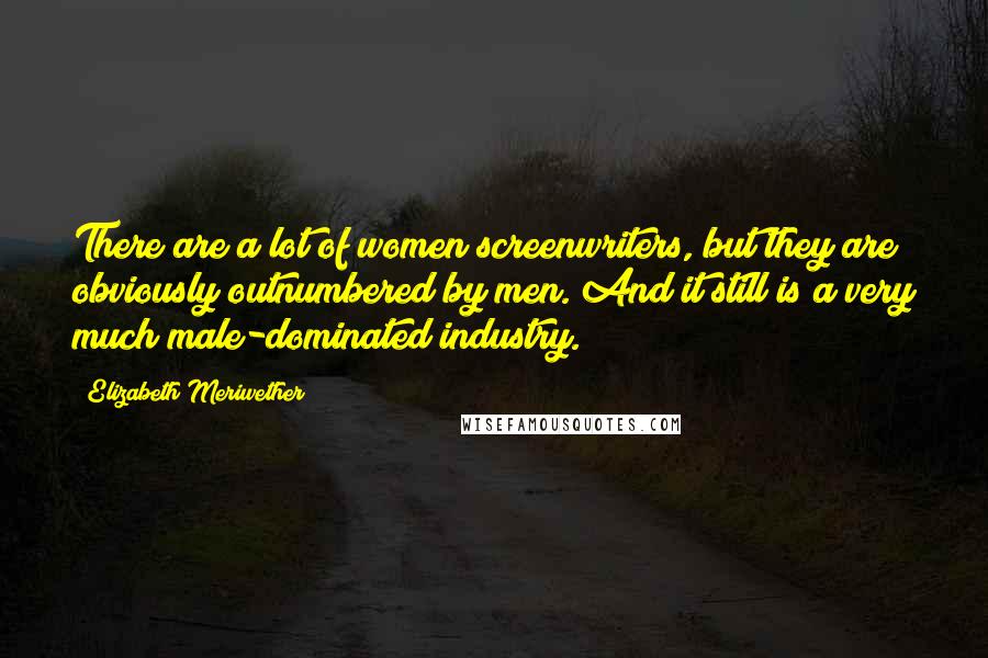 Elizabeth Meriwether Quotes: There are a lot of women screenwriters, but they are obviously outnumbered by men. And it still is a very much male-dominated industry.