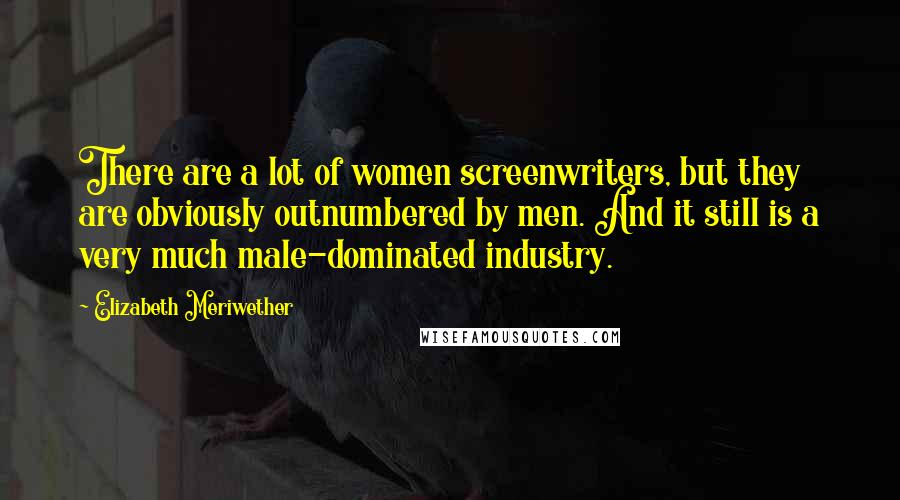 Elizabeth Meriwether Quotes: There are a lot of women screenwriters, but they are obviously outnumbered by men. And it still is a very much male-dominated industry.