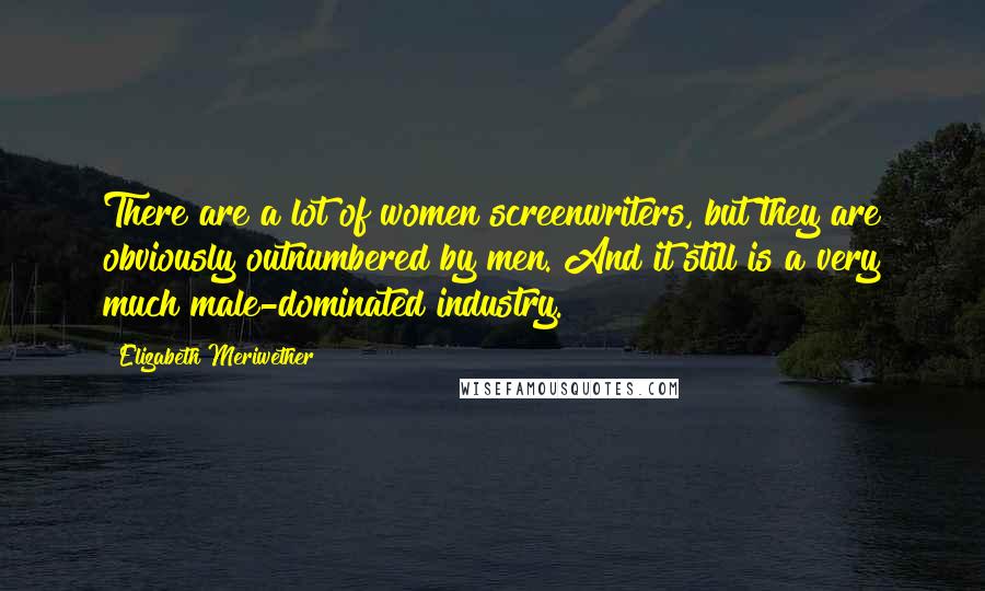 Elizabeth Meriwether Quotes: There are a lot of women screenwriters, but they are obviously outnumbered by men. And it still is a very much male-dominated industry.