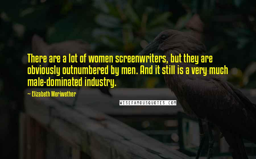 Elizabeth Meriwether Quotes: There are a lot of women screenwriters, but they are obviously outnumbered by men. And it still is a very much male-dominated industry.