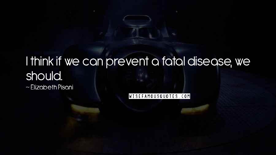Elizabeth Pisani Quotes: I think if we can prevent a fatal disease, we should.