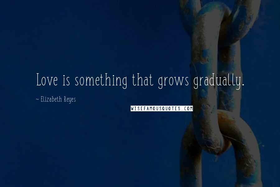 Elizabeth Reyes Quotes: Love is something that grows gradually.