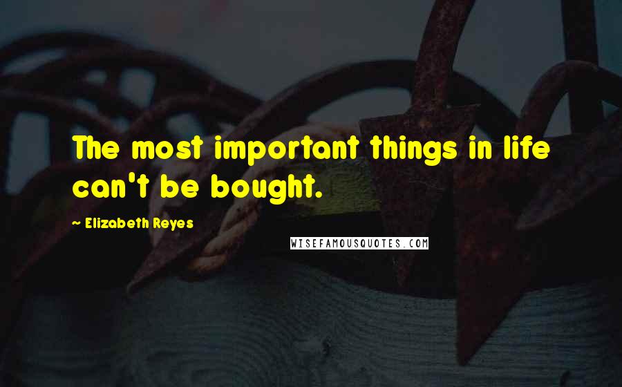 Elizabeth Reyes Quotes: The most important things in life can't be bought.