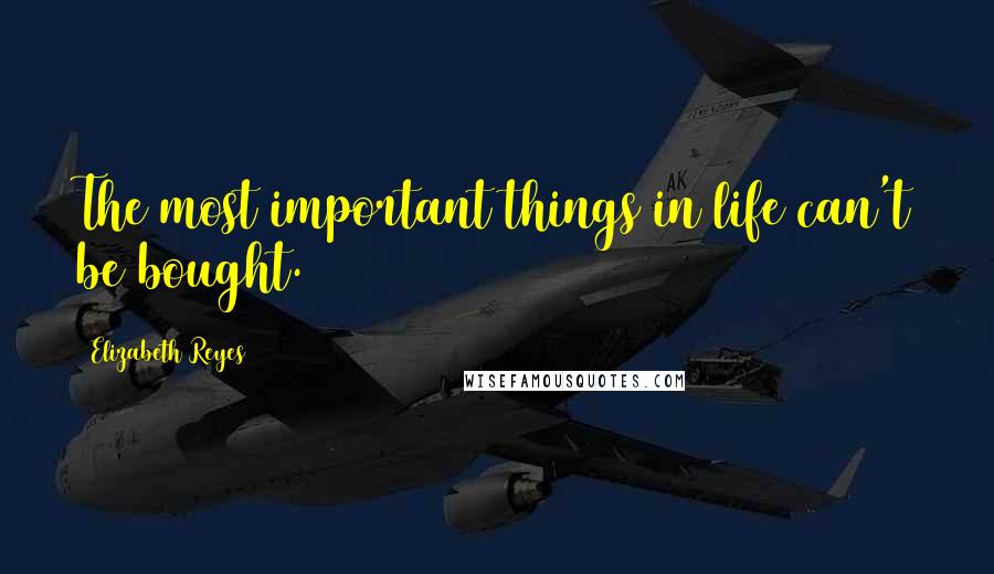 Elizabeth Reyes Quotes: The most important things in life can't be bought.