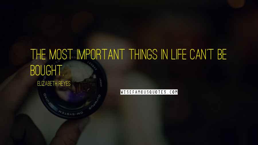 Elizabeth Reyes Quotes: The most important things in life can't be bought.