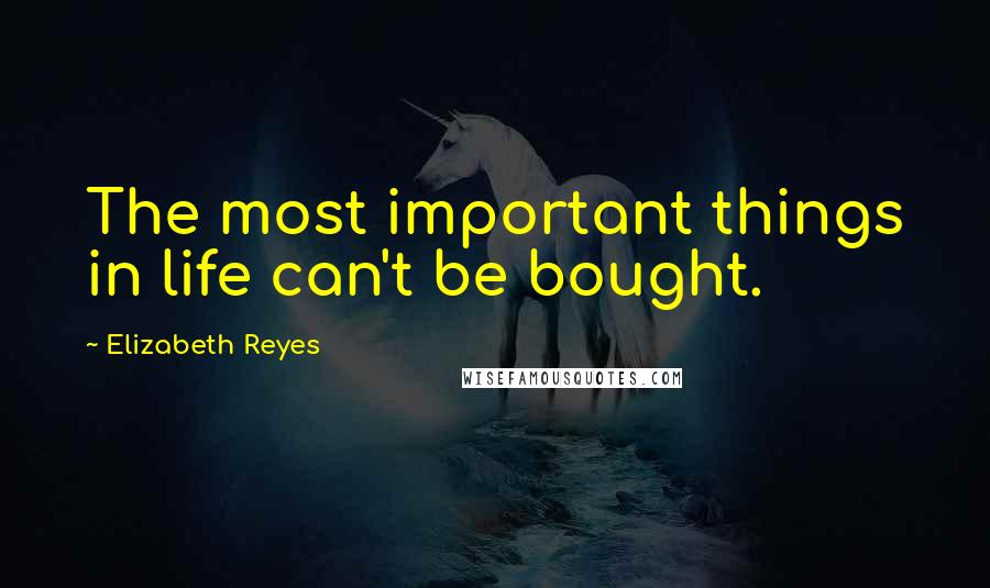 Elizabeth Reyes Quotes: The most important things in life can't be bought.