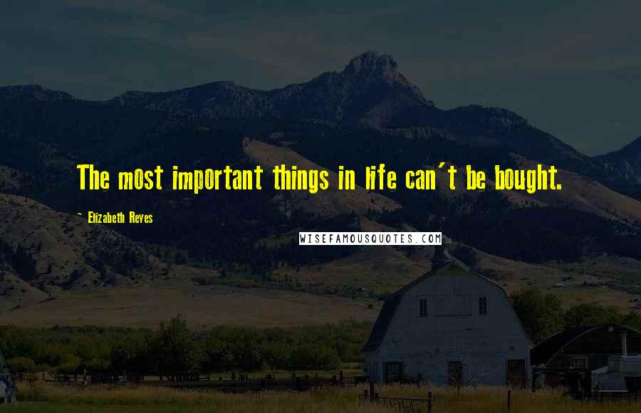 Elizabeth Reyes Quotes: The most important things in life can't be bought.