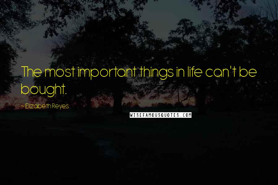 Elizabeth Reyes Quotes: The most important things in life can't be bought.