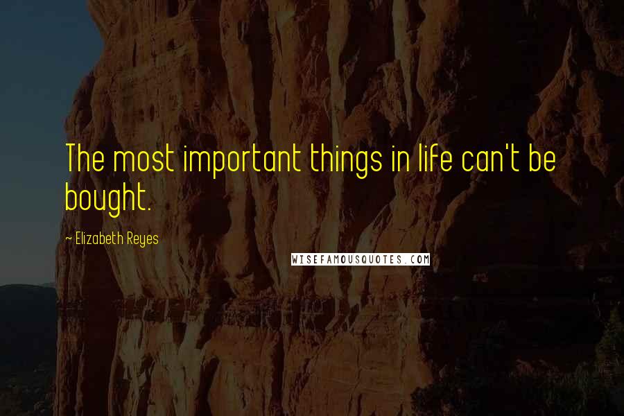 Elizabeth Reyes Quotes: The most important things in life can't be bought.