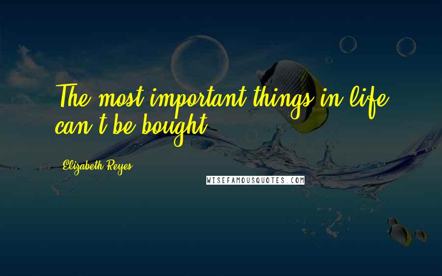 Elizabeth Reyes Quotes: The most important things in life can't be bought.