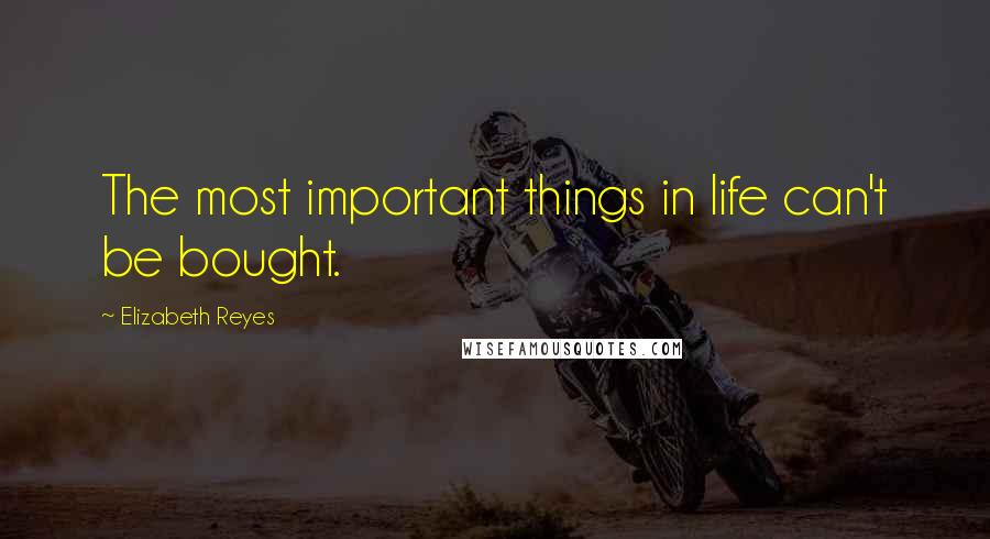 Elizabeth Reyes Quotes: The most important things in life can't be bought.