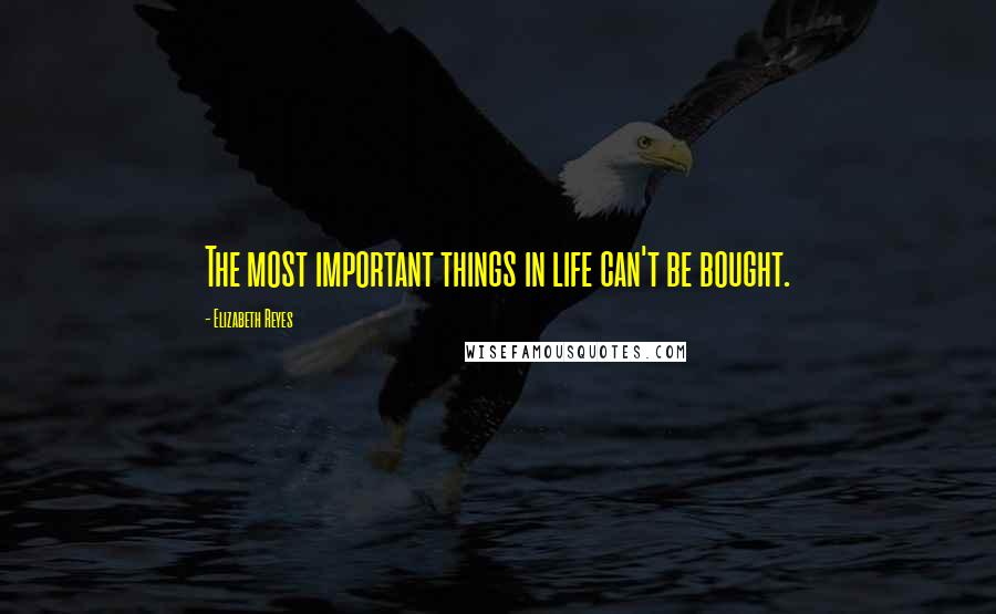 Elizabeth Reyes Quotes: The most important things in life can't be bought.