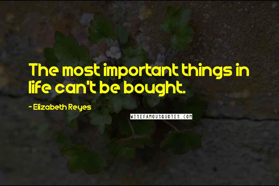 Elizabeth Reyes Quotes: The most important things in life can't be bought.