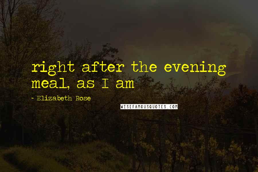 Elizabeth Rose Quotes: right after the evening meal, as I am