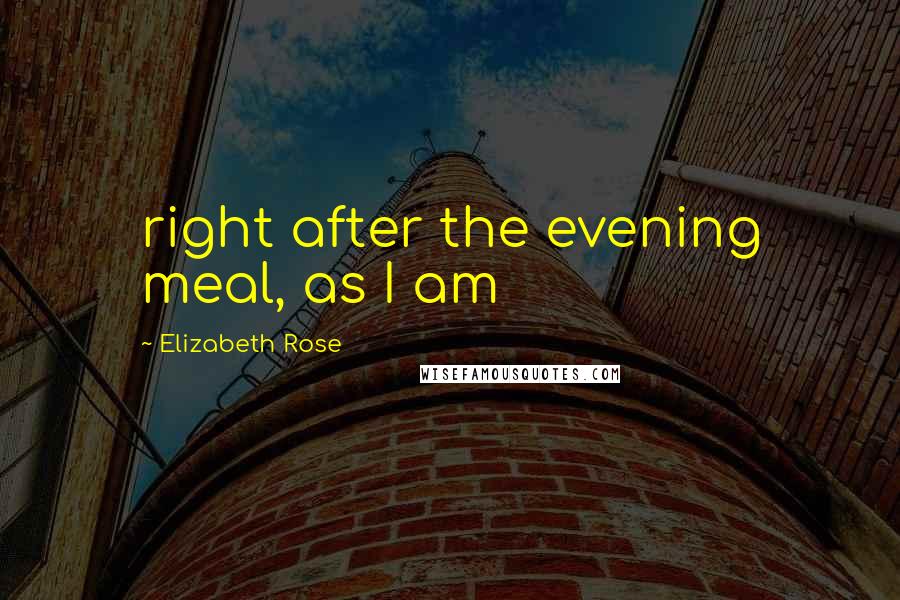 Elizabeth Rose Quotes: right after the evening meal, as I am