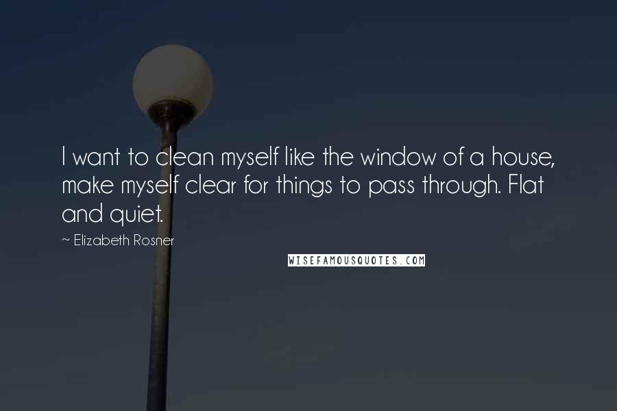 Elizabeth Rosner Quotes: I want to clean myself like the window of a house, make myself clear for things to pass through. Flat and quiet.