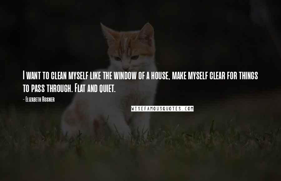 Elizabeth Rosner Quotes: I want to clean myself like the window of a house, make myself clear for things to pass through. Flat and quiet.