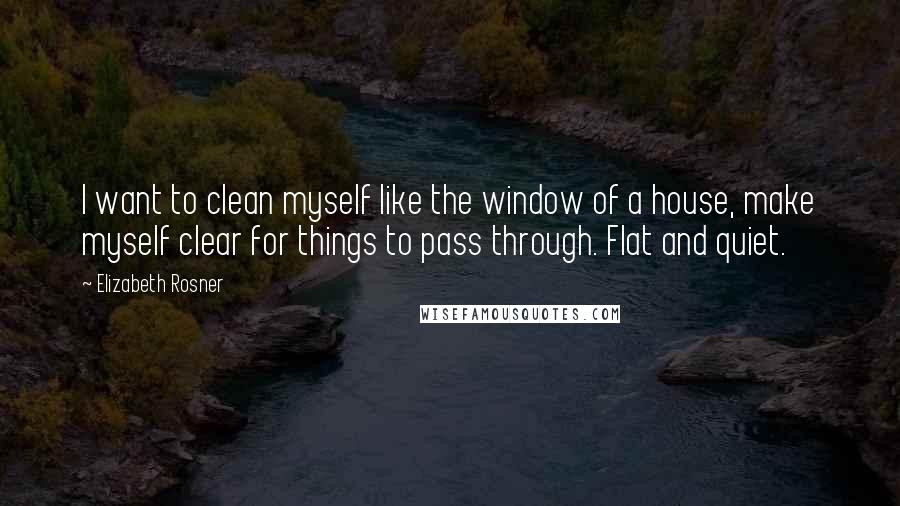 Elizabeth Rosner Quotes: I want to clean myself like the window of a house, make myself clear for things to pass through. Flat and quiet.