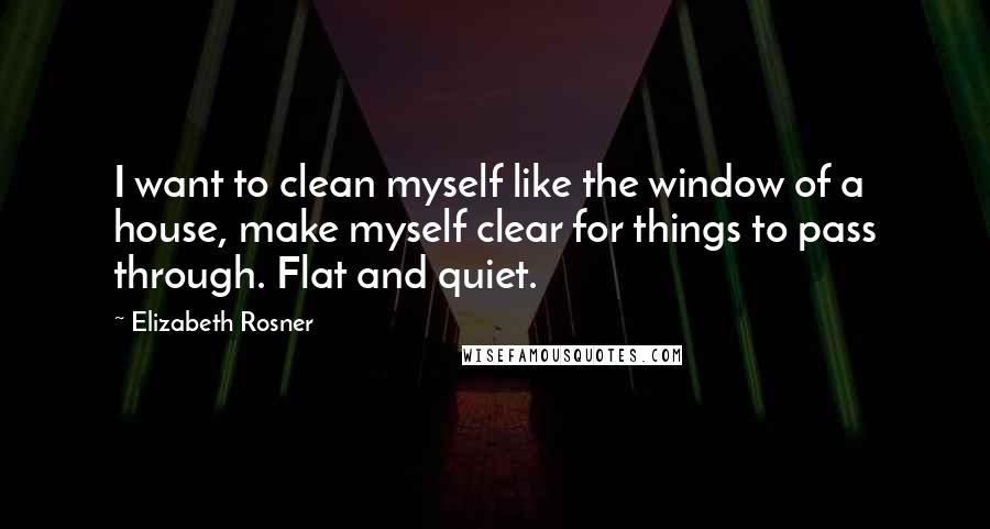 Elizabeth Rosner Quotes: I want to clean myself like the window of a house, make myself clear for things to pass through. Flat and quiet.