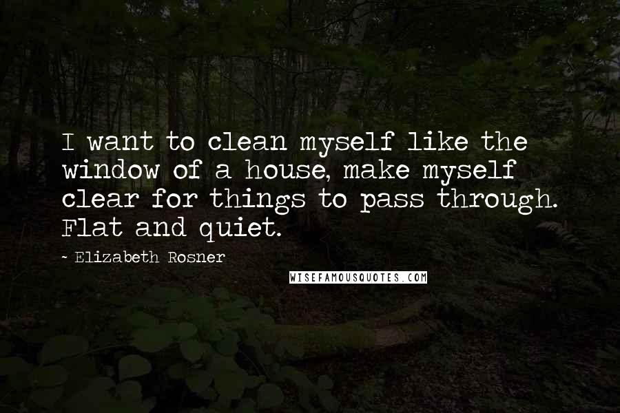 Elizabeth Rosner Quotes: I want to clean myself like the window of a house, make myself clear for things to pass through. Flat and quiet.