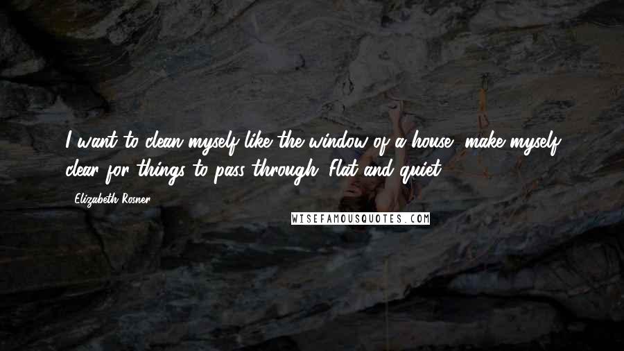 Elizabeth Rosner Quotes: I want to clean myself like the window of a house, make myself clear for things to pass through. Flat and quiet.