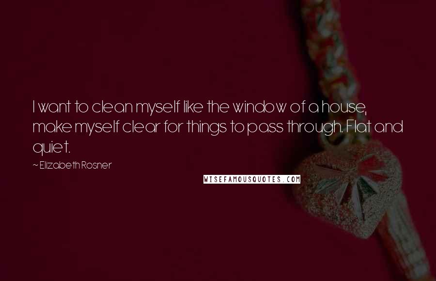 Elizabeth Rosner Quotes: I want to clean myself like the window of a house, make myself clear for things to pass through. Flat and quiet.