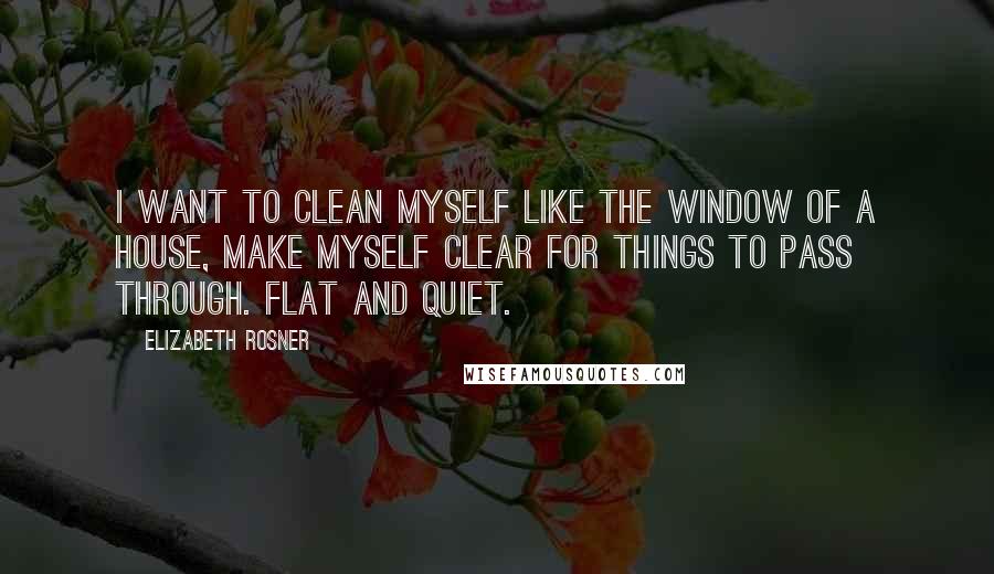 Elizabeth Rosner Quotes: I want to clean myself like the window of a house, make myself clear for things to pass through. Flat and quiet.