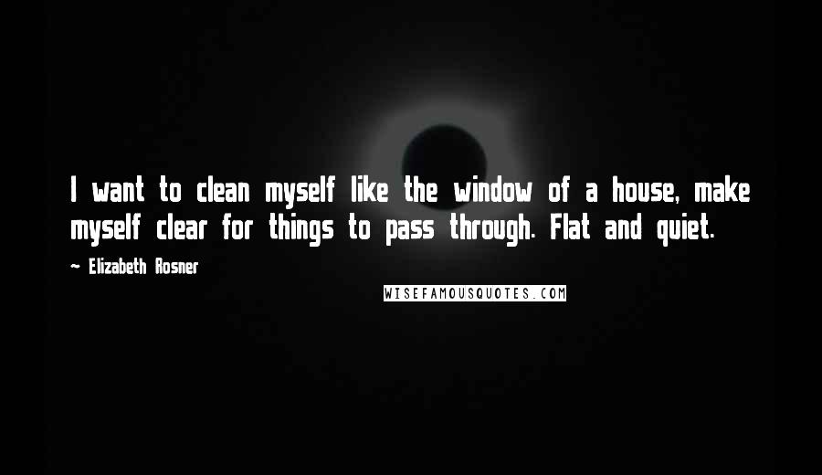 Elizabeth Rosner Quotes: I want to clean myself like the window of a house, make myself clear for things to pass through. Flat and quiet.