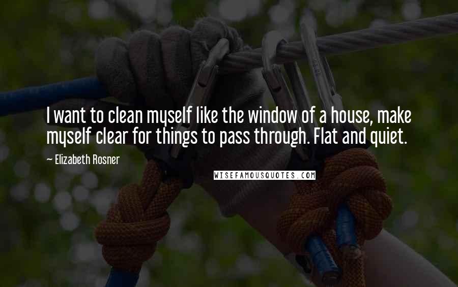 Elizabeth Rosner Quotes: I want to clean myself like the window of a house, make myself clear for things to pass through. Flat and quiet.