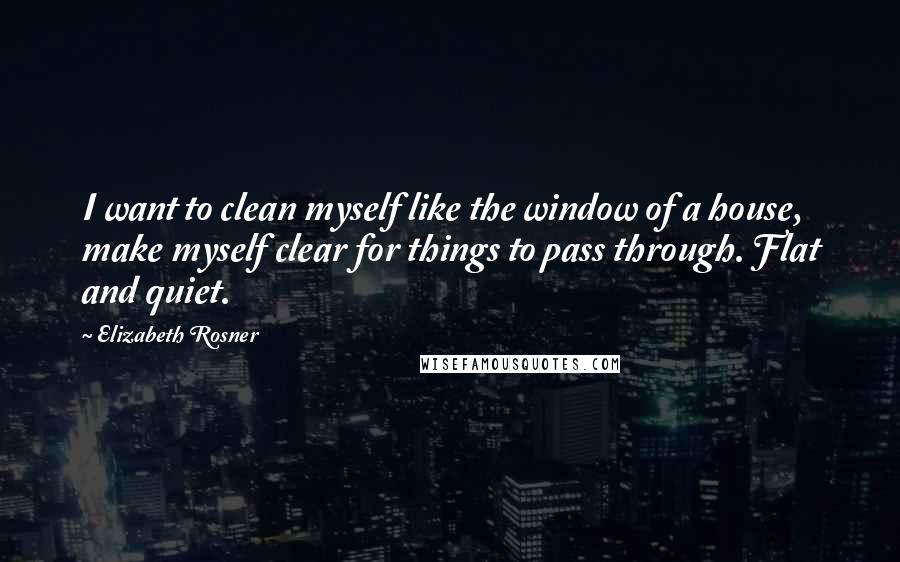 Elizabeth Rosner Quotes: I want to clean myself like the window of a house, make myself clear for things to pass through. Flat and quiet.