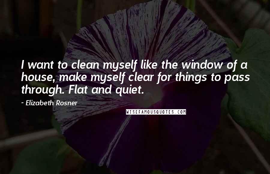 Elizabeth Rosner Quotes: I want to clean myself like the window of a house, make myself clear for things to pass through. Flat and quiet.