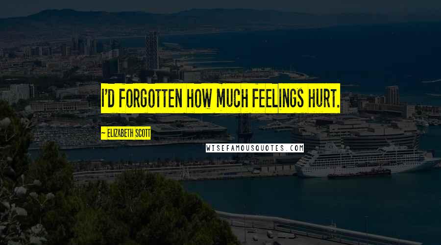Elizabeth Scott Quotes: I'd forgotten how much feelings hurt.