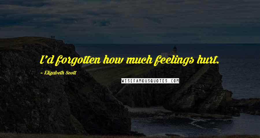Elizabeth Scott Quotes: I'd forgotten how much feelings hurt.