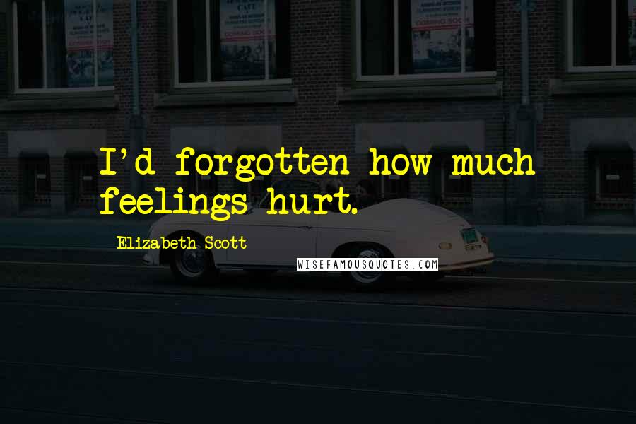 Elizabeth Scott Quotes: I'd forgotten how much feelings hurt.