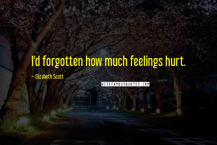 Elizabeth Scott Quotes: I'd forgotten how much feelings hurt.