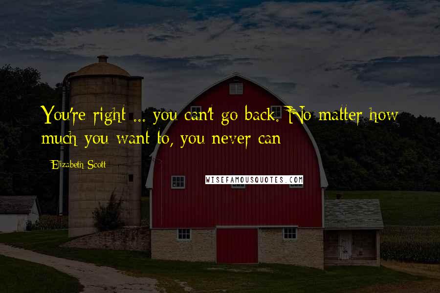 Elizabeth Scott Quotes: You're right ... you can't go back. No matter how much you want to, you never can