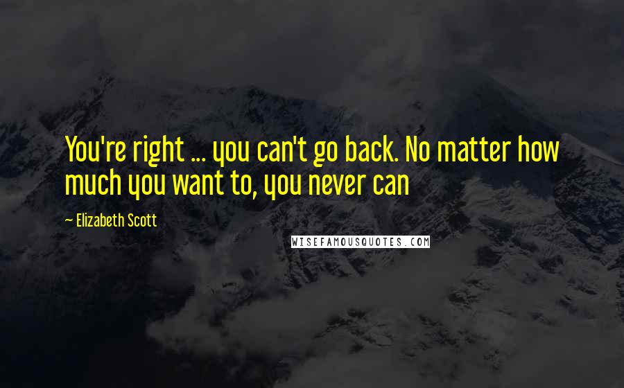 Elizabeth Scott Quotes: You're right ... you can't go back. No matter how much you want to, you never can