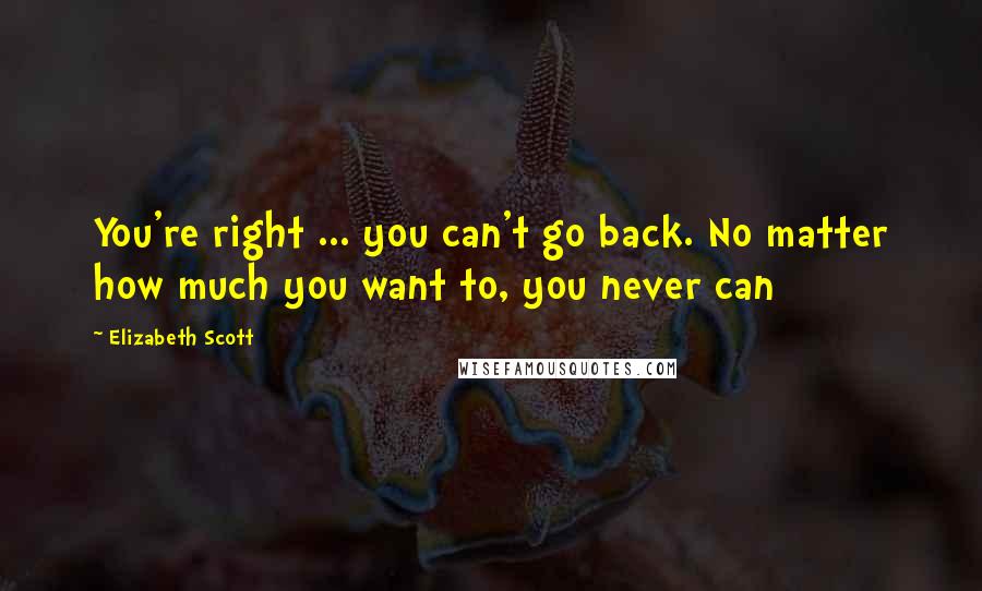 Elizabeth Scott Quotes: You're right ... you can't go back. No matter how much you want to, you never can