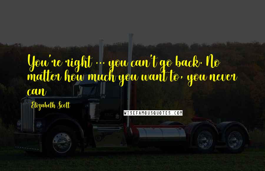 Elizabeth Scott Quotes: You're right ... you can't go back. No matter how much you want to, you never can