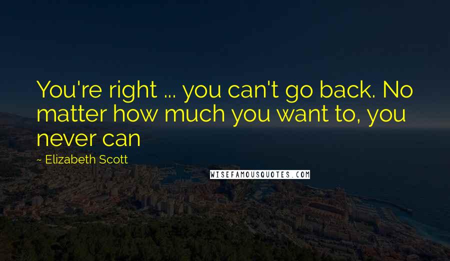 Elizabeth Scott Quotes: You're right ... you can't go back. No matter how much you want to, you never can