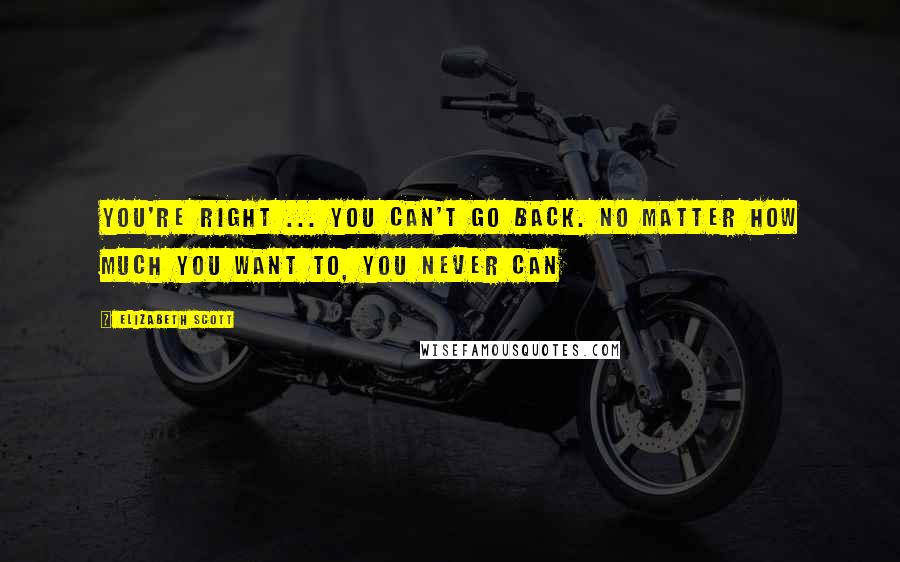 Elizabeth Scott Quotes: You're right ... you can't go back. No matter how much you want to, you never can