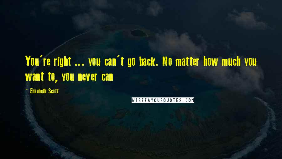 Elizabeth Scott Quotes: You're right ... you can't go back. No matter how much you want to, you never can