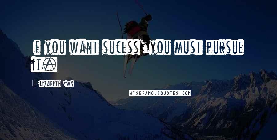 Elizabeth Sims Quotes: If you want sucess,you must pursue it.